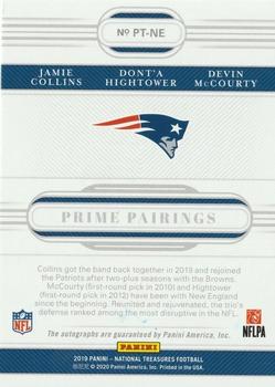 2019 Panini National Treasures - Prime Trios #PT-NE Devin McCourty / Dont'a Hightower / Jamie Collins Back