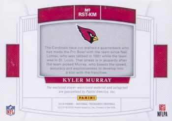 2019 Panini National Treasures - Rookie NFL Gear Signature Trios Laundry Tag NFL Shield #RST-KM Kyler Murray Back