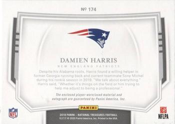 2019 Panini National Treasures - Rookie Patch Autographs Midnight #174 Damien Harris Back