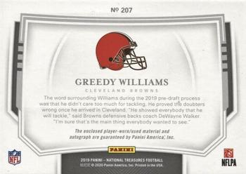 2019 Panini National Treasures - Rookie Patch Autographs Midnight #207 Greedy Williams Back