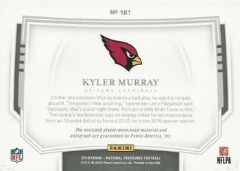 2019 Panini National Treasures - Rookie Patch Autographs Platinum NFL Shield #161 Kyler Murray Back