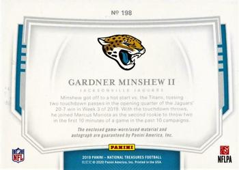 2019 Panini National Treasures - Rookie Patch Autographs Platinum NFL Shield #198 Gardner Minshew II Back