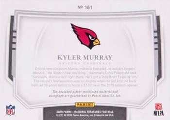 2019 Panini National Treasures - Rookie Patch Autographs Red #161 Kyler Murray Back