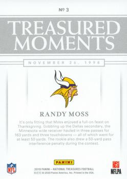 2019 Panini National Treasures - Treasured Moments Platinum #3 Randy Moss Back