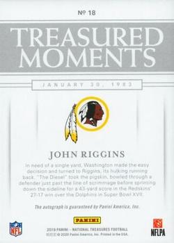 2019 Panini National Treasures - Treasured Moments Platinum #18 John Riggins Back