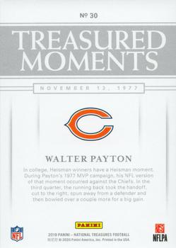 2019 Panini National Treasures - Treasured Moments Platinum #30 Walter Payton Back