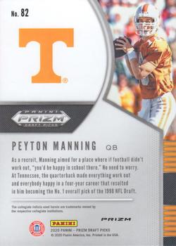 2020 Panini Prizm Draft Picks - Prizms Blue #82 Peyton Manning Back
