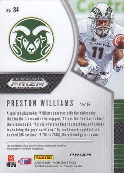 2020 Panini Prizm Draft Picks - Prizms Red #84 Preston Williams Back