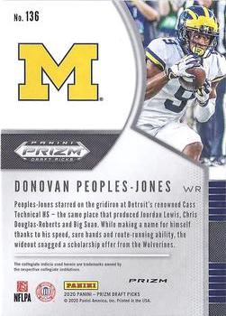 2020 Panini Prizm Draft Picks - Prizms Red #136 Donovan Peoples-Jones Back