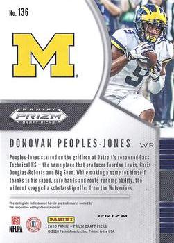 2020 Panini Prizm Draft Picks - Prizms Silver #136 Donovan Peoples-Jones Back