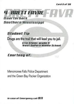 2003 Green Bay Packers Police - Menomonee Falls Police Department #2 Brett Favre Back