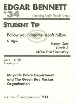 1996 Green Bay Packers Police - Mayville Police Department #1 Edgar Bennett Back