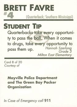 1996 Green Bay Packers Police - Mayville Police Department #8 Brett Favre Back