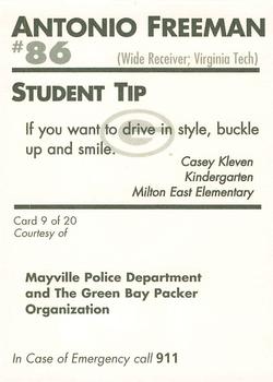1996 Green Bay Packers Police - Mayville Police Department #9 Antonio Freeman Back