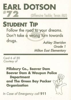 1996 Green Bay Packers Police - Beaver Dam & Waupun Police Department #6 Earl Dotson Back