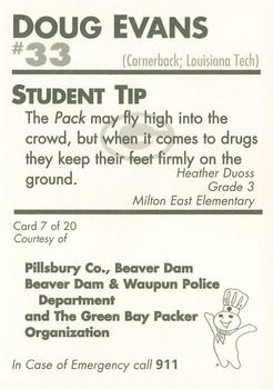 1996 Green Bay Packers Police - Beaver Dam & Waupun Police Department #7 Doug Evans Back