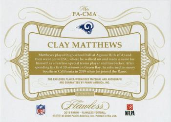 2019 Panini Flawless - Patch Autographs Silver #PA-CMA Clay Matthews Back