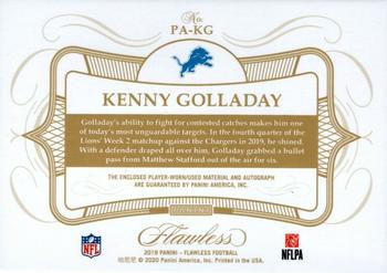 2019 Panini Flawless - Patch Autographs Sapphire #PA-KG Kenny Golladay Back
