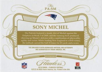 2019 Panini Flawless - Patch Autographs Sapphire #PA-SM Sony Michel Back