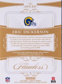 2019 Panini Flawless - Dual Patch Autographs Platinum #DPA-ED Eric Dickerson Back