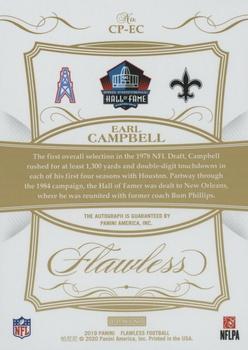 2019 Panini Flawless - Career Progressions Sapphire #CP-EC Earl Campbell Back