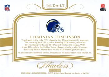 2019 Panini Flawless - Distinguished Patch Autographs Sapphire #DA-LT LaDainian Tomlinson Back