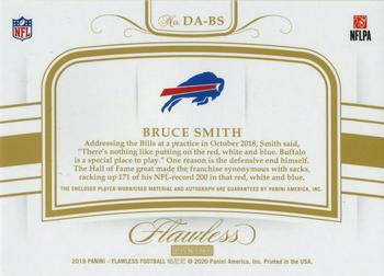2019 Panini Flawless - Distinguished Patch Autographs Emerald #DA-BS Bruce Smith Back