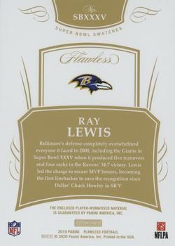 2019 Panini Flawless - Super Bowl Swatches Silver #SBXXXV Ray Lewis Back