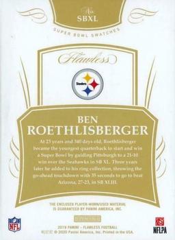 2019 Panini Flawless - Super Bowl Swatches Silver #SBXL Ben Roethlisberger Back