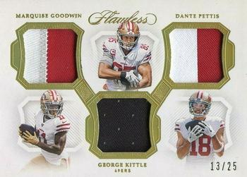 2019 Panini Flawless - Triple Patches #TP10 Dante Pettis / George Kittle / Marquise Goodwin Front