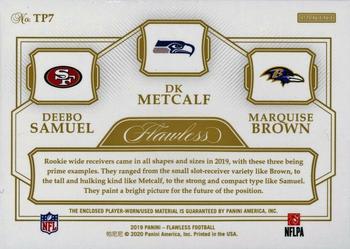 2019 Panini Flawless - Triple Patches Sapphire #TP7 DK Metcalf / Deebo Samuel / Marquise Brown Back