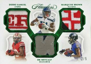 2019 Panini Flawless - Triple Patches Emerald #TP7 DK Metcalf / Deebo Samuel / Marquise Brown Front