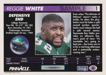 1992 Pinnacle - Sample #1 Reggie White Back