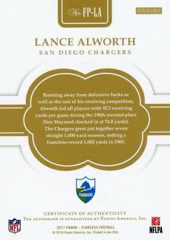 2019 Panini Flawless - 2017 Panini Flawless Flawless Penmanship Platinum #FP-LA Lance Alworth Back