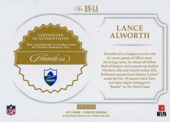 2019 Panini Flawless - 2017 Panini Flawless Retired Numbers Autographs Emerald #RN-LA Lance Alworth Back