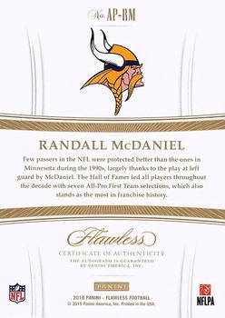 2019 Panini Flawless - 2018 Panini Flawless All-Pro Ink Silver #AP-RM Randall McDaniel Back