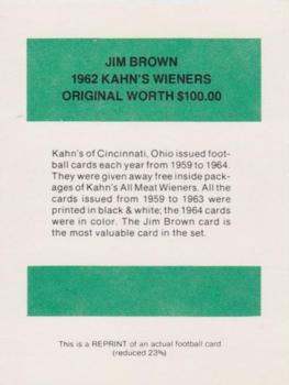 1987 Hygrade Football's All-Time Greats - Rare and Famous Reprints #NNO Jim Brown Back