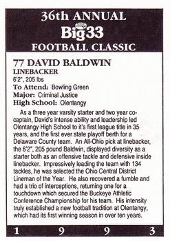 1993 Big 33 Ohio High School #NNO David Baldwin Back