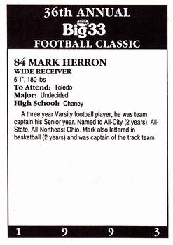 1993 Big 33 Ohio High School #NNO Mark Herron Back