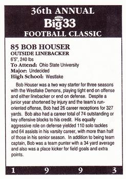 1993 Big 33 Ohio High School #NNO Bob Houser Back