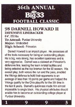 1993 Big 33 Ohio High School #NNO Darnell Howard Jr. Back