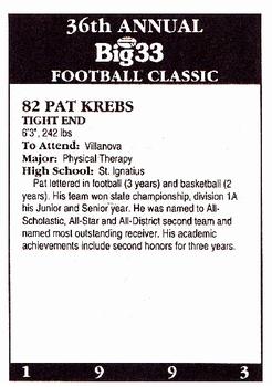 1993 Big 33 Ohio High School #NNO Pat Krebs Back