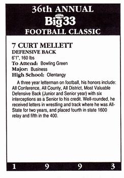 1993 Big 33 Ohio High School #NNO Curt Mellett Back