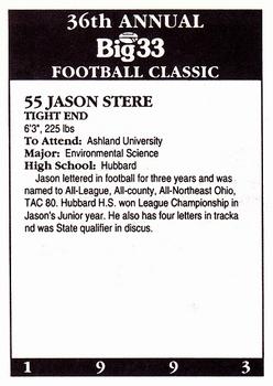 1993 Big 33 Ohio High School #NNO Jason Stere Back