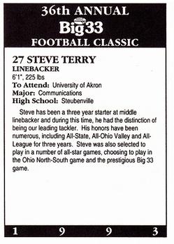1993 Big 33 Ohio High School #NNO Steve Terry Back