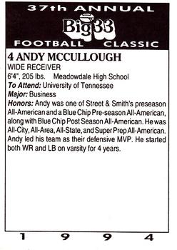 1994 Big 33 Ohio High School #NNO Andy McCullough Back