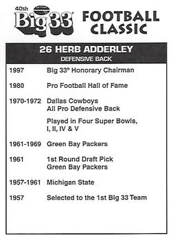 1997 Big 33 Ohio High School #NNO Herb Adderley Back