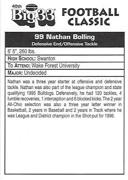 1997 Big 33 Ohio High School #NNO Nathan Bolling Back