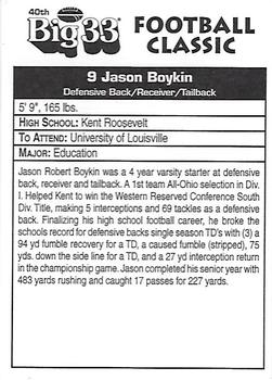 1997 Big 33 Ohio High School #NNO Jason Boykin Back