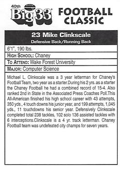 1997 Big 33 Ohio High School #NNO Mike Clinkscale Back